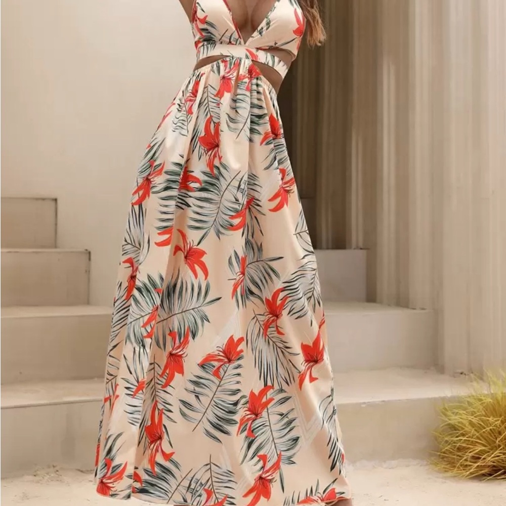 Floral Maxi Dress with Pink floral Design